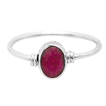 【中古】【輸入品・未使用】Created Ruby Oval Stone繊細なリング925スターリングシルバービンテージ部族Gipsy Boho Look｜ムジカ＆フェリーチェ店