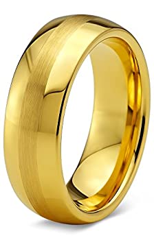 【中古】【輸入品・未使用】タングステン結婚式バンドリング6?mmメンズレディース快適フィット18?KローズゴールドメッキドームBrushed Polished