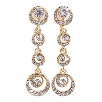 【中古】【インポート品・未当て嵌める】Grace Jun Luxury華燭の典アロイラインストーンムーン面がまえゼムクリップonイヤリングno piercedのお上さん ジュエリー・アクセサリー-その他