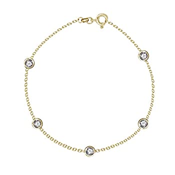 【中古】【輸入品・未使用】スターリングシルバーキュービックジルコニアCZ by the yard駅アンクレットAnkletブレスレット10インチ(黄色またはシルバー)
