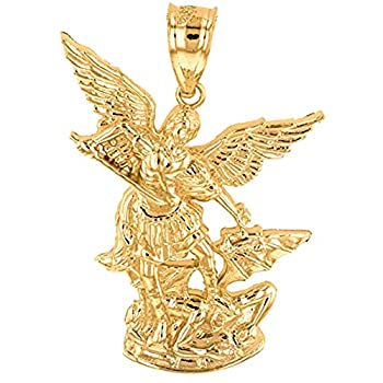 【中古】【輸入品・未使用】Fine 10?KイエローゴールドSaint Michael the Archangelチャームペンダント