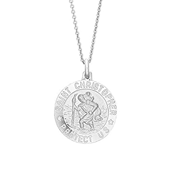 【中古】【輸入品・未使用】スターリングシルバーSaint Stクリストファー・メダル19?mmラウンドチャームペンダントネックレス( 18%ｶﾝﾏ%20%ｶﾝﾏ%24?inches )｜ムジカ＆フェリーチェ店