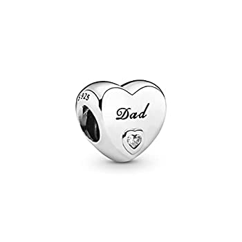 【中古】【輸入品・未使用】Pandoraハートチャームでスターリングシルバークリアキュービックジルコニアと刻印入り%ﾀﾞﾌﾞﾙｸｫｰﾃ% Dad %ﾀﾞﾌﾞﾙｸｫｰﾃ%???796458?CZ