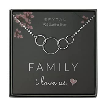 【中古】【輸入品・未使用】EFYTAL ネックレス スターリングシルバー 4つのサークルファミリーI Love Usネックレス 母 父 2 キッズ 母の日 ジュエリー ギフト 4 妻