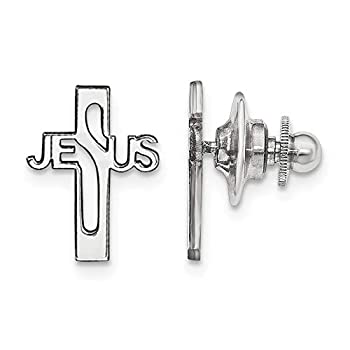 【中古】【輸入品・未使用】スターリングシルバーロジウムメッキJesusクロスネクタイTac