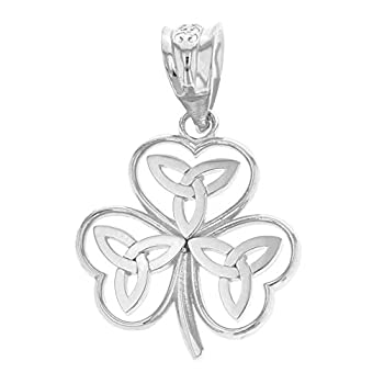 【中古】【輸入品・未使用】上品な10?Kホワイトゴールドシャムロックペンダントwith Celtic Trinity Knot