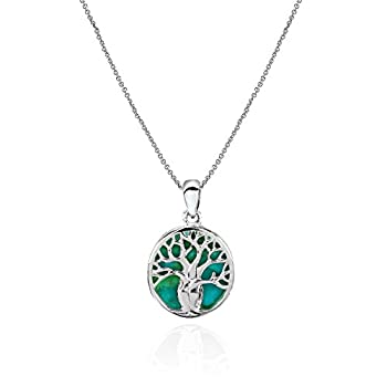 【中古】【輸入品・未使用】スターリングシルバーシミュレートターコイズAbaloneまたはPolished Tree of Lifeペンダントネックレス