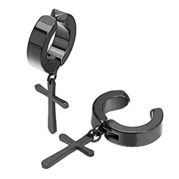【中古】【輸入品・未使用】ペアスチール耳クリップnon-piercing Clip On Earrings With Dangling Cross for Men and Women|ムジカ&フェリーチェ店