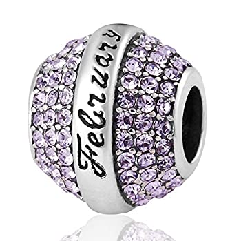 【中古】【輸入品・未使用】Love誕生日12色jan-decチャーム925スターリングシルバー誕生石クリスタルビーズ3?mmスネークチェーンブレスレット用
