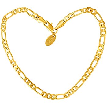 【中古】【輸入品・未使用】Lifetime Jewelry アンクレット レディース メンズ ティーン ガールズ 24K リアルゴールドメッキ 4mm フィガロチェーン 丈夫なアンクルブレスレ