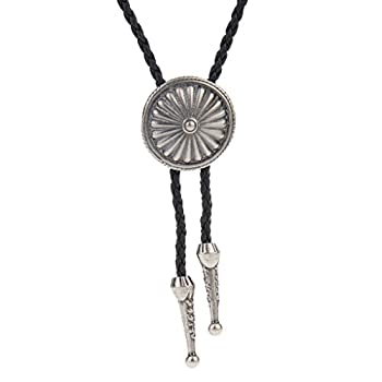 【中古】【輸入品・未使用】COOLLA Bolo ネクタイ ハンドメイド ウェスタンカウボーイ ブラック ヴィンテージターコイズペンダント レディース メンズ シルバー