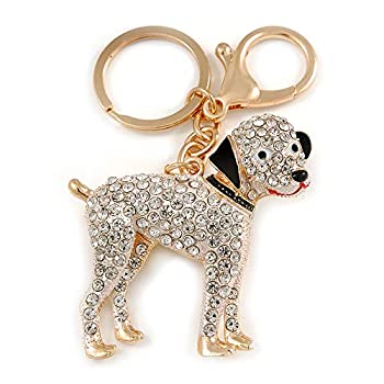 【中古】【輸入品・未使用】Avalaya クリアクリスタルドッグ キーリング/バッグチャーム ゴールドトーンメタル - 長さ10cm