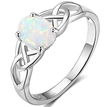 【中古】【輸入品・未使用】925スターリングシルバー ケルトノット ハート型 ファイアオパール 結婚 婚約指輪 シルバー