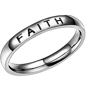 【中古】【インポート品・未当て嵌める】Jude Jewelers 4粍 ステンレス鋼スチール写真 Love Faith Hope マン虎 インスピレーショナル 一緒になる指環 しろがね色 ジュエリー・アクセサリー-その他