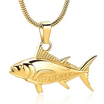 【中古】【輸入品・未使用】Imrsanl 遺灰用ジュエリー 魚の骨壺ネックレス メモリアル記念品ジュエリー 遺灰ペンダント ペット/人間の用 ゴールド｜ムジカ＆フェリーチェ店
