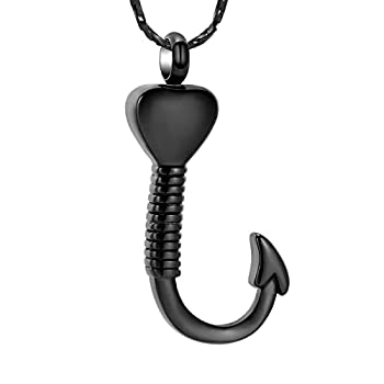 【中古】【輸入品・未使用】Imrsanl 遺灰用ジュエリー 魚の骨壺ネックレス メモリアル記念品ジュエリー 遺灰ペンダント ペット/人間の用 ブラック