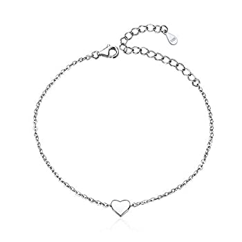 【中古】【輸入品・未使用】ChicSilver 925スターリングシルバー ミニマリスト ハート ラブ/ダビデの星 アンクレット ブレスレット カスタムカップル/恋人の名前 彫刻可能な