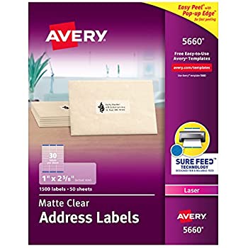 【中古】【輸入品・未使用】Easy Peel Laser Mailing Labels%ｶﾝﾏ% 1 x 2-5/8%ｶﾝﾏ% Clear%ｶﾝﾏ% 1500/Box (並行輸入品)