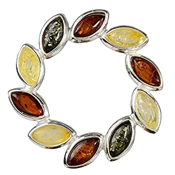 【中古】【輸入品・未使用】HolidayGiftShops スターリングシルバーとバルティックマルチカラーアンバーブローチ キャリー