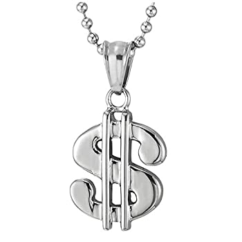 【中古】【輸入品・未使用】COOLSTEELANDBEYOND メンズ レディース スチール製 米国ドル札 ペンダントネックレス 23.6インチ ボールチェーン ヒップホップ 光沢仕上げ|ムジカ&フェリーチェ店