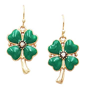 【中古】【インポート品・未当てはめる】Rosemarie \u0026 Jubalee レディース 仕合わせ4つ葉のクローバー タイ王国鍵を掛ける 聖パトリックデー エナメルダングルイヤリング