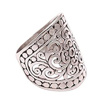 【中古】【輸入品・未使用】NOVICA No Stone .925スターリングシルバー バンドリング 「Memory of Bali」