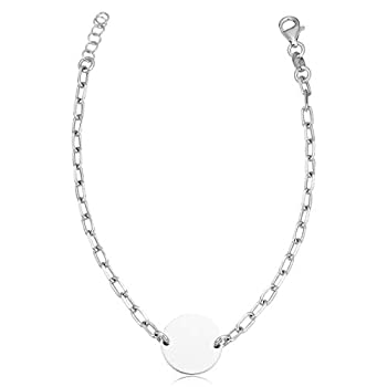 【中古】【輸入品・未使用】Kooljewelry 925スターリングシルバー ロジウムメッキディスクブレスレット (7～7.5インチまで調整可能)
