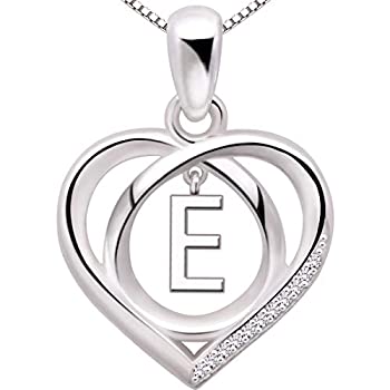 【中古】【輸入品・未使用】ALOV Jewelry スターリングシルバー イニシャル文字 アルファベット ラブハート キュービックジルコニア ペンダントネックレス
