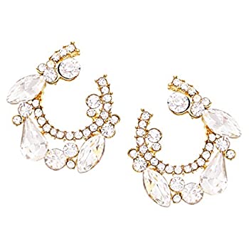 【中古】【輸入品・未使用】Rosemarie & Jubalee レディース 低刺激性 クリスタル オープンサークル マーキーズ リース フープピアス 1.25インチ