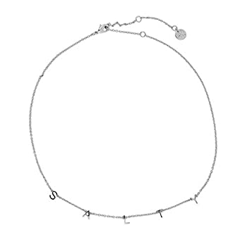 【中古】【輸入品・未使用】Pura Vida 14インチ シルバー 塩文字 チャーム チョーカーネックレス - ブランドチャーム 3インチエクステンダー