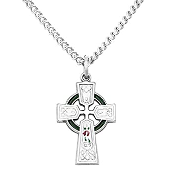 【中古】【輸入品・未使用】Rosemarie's 宗教的ギフト スターリングシルバー スモール ホワイト ケルト十字架ペンダントネックレス 18インチ｜ムジカ＆フェリーチェ店