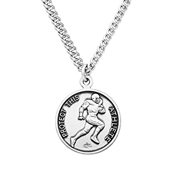 【中古】【輸入品・未使用】Rosemarie\'s 宗教ギフト メンズ スターリングシルバー 聖クリストファー Protect This Athlete スポーツメダルペンダントネックレス フットボー