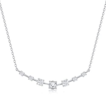 【中古】【輸入品・未使用】カーブバー グラデーションラウンド模造ダイヤモンド CZ 16+2インチ ネックレス スターリングシルバー ジュエリー 女性やティーンに|ムジカ&フェリーチェ店
