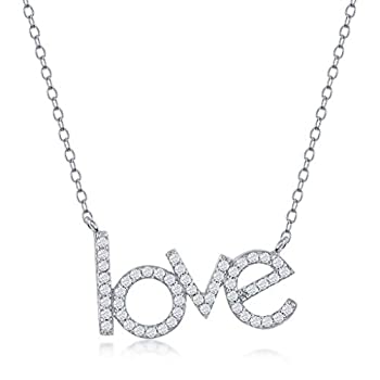 【中古】【輸入品・未使用】Love 16+2インチ ネックレス 模造ダイヤモンド キュービックジルコニア スターリングシルバージュエリー 女性やティーンに 17,460円