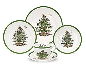 【中古】【輸入品・未使用】Spode Christmas Tree 5-Piece Dinnerware Set%ｶﾝﾏ% Service for 1