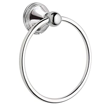 【中古】【インポート品・未当て嵌める】Moen 西洋手ぬぐいハンガー クローム しろがね色 輪っか径15糎