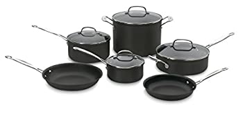 【中古】【インポート品・未当て嵌める】Cuisinart シェフズクラシック ノン突っ支い棒 捉え所のないアルマイト工業 膳立て物の具10点書き割り
