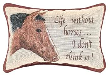 【中古】【インポート品・未当て嵌める】Manual Woodworkers and Weavers TWLWOH Life Without Horses Tapestry Pillow Jacquard Woven Fashionable Design 8.5 X 12.5 インチ. [並行輸入品]