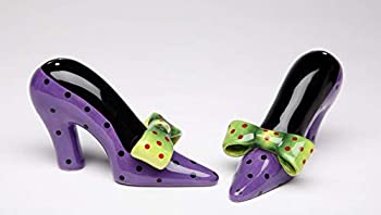【中古】【輸入品・未使用】4.25%ﾀﾞﾌﾞﾙｸｫｰﾃ% Purple Heels with Green Polka Dot Bows Salt and Pepper Shaker by ATD [並行輸入品]