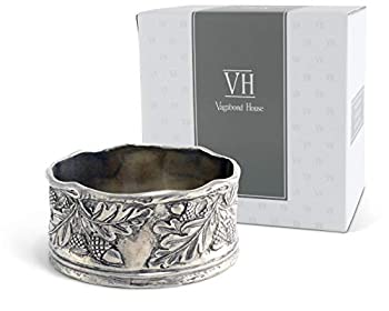 【中古】【インポート品・未当てはめる】Vagabond House ワインボトルコースター 手作り ピューター どんぐり オーク材の葉飾りつけ 家宝性質 差しわたし5in x 高さ2.25in