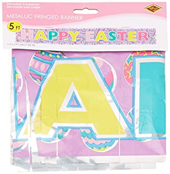 【中古】【輸入品・未使用】Beistle 40880?1パックメタリックHappy Easterフリンジバナーパーティ用、8?by 5-feet｜ムジカ＆フェリーチェ店