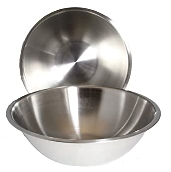 【中古】【輸入品・未使用】SET OF 2 - Large 13 1/4 Inch Wide Stainless Steel Flat Rim Flat Base Mixing Bowl by Winco