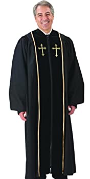 【中古】【輸入品・未使用】(53 Small: 1.5m - 1.5m Height. 130cm Back Length. 80cm Sleeve Length) - Black Pulpit Robe with Beautiful Gold Embroidery (53 Small: 1.5|ムジカ&フェリーチェ店