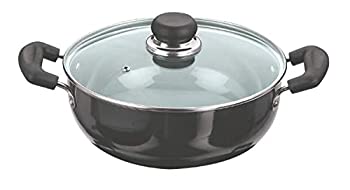 【中古】【インポート品・未当て嵌める】Vinod Black Pearl Hard Anodized Deep Kadai with Lid 5.5 Litres.