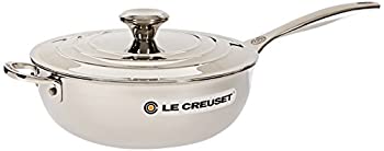 【中古】【インポート品・未当て嵌める】Le Creuset 3層 ステンレス鋼スチール写真 ソーシエパン 3.5クオート