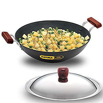【中古】【輸入品・未使用】Futura 硬質 アルマイト加工 揚げ物用鍋（Kadhai）スチール製の蓋と平らな底部 5 L ブラック HWS_L47_BLK 26,226円