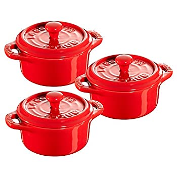 【中古】【輸入品・未使用】Staub Ceramic Round Mini Cocotte 3-pc Set - Cherry by Staub