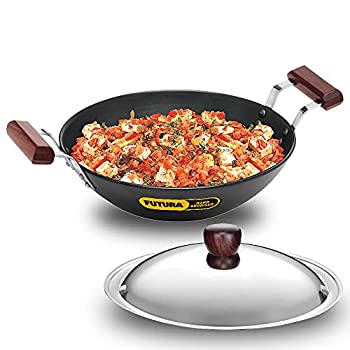 【中古】【輸入品・未使用】Futura 硬質 アルマイト加工 揚げ物用鍋（Kadhai）スチール製の蓋と平らな底部 2.5L Induction ブラック HWS_IL23_BLK｜ムジカ＆フェリーチェ店 22,706円