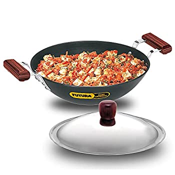 【中古】【輸入品・未使用】Futura 硬質 アルマイト加工 揚げ物用鍋（Kadhai）スチール製の蓋と平らな底部 3.75L Induction ブラック 8901165142210