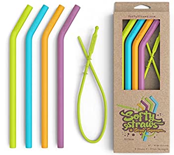 【中古】【輸入品・未使用】Reusable Food Grade Silicone Drinking Straws - BPA Free%ｶﾝﾏ% Dishwasher Clean%ｶﾝﾏ% Safe for Kids by Softy Straws
